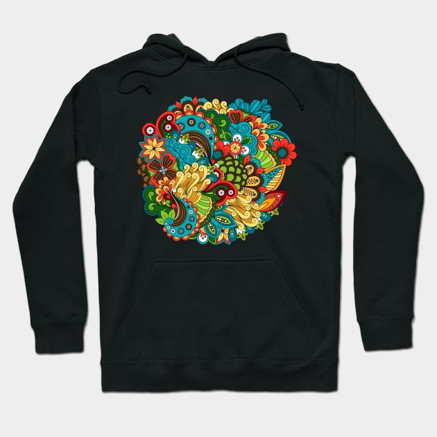 floral circular doodle ethnic Hoodie by Mako Design 